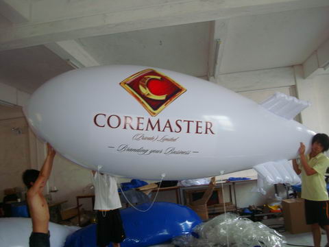 4m Long White Color Inflatable Helium Blimp with Logos Printing