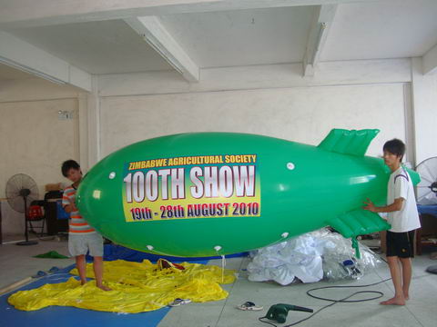 4m Long Green Color Inflatable Helium Blimp with Logos Printing