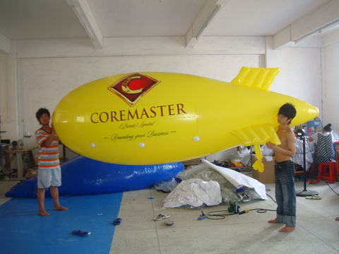 4m Long Yellow Inflatable Helium Blimp with Logos Printing