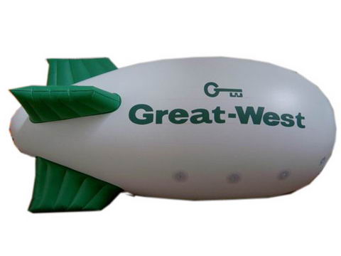 White Color Inflatable Helium Blimp with Green Wings