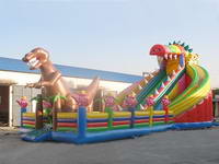 Inflatable Giant 20mL Dinasaur Slide with Obstacle Playground