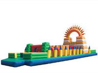 Inflatable Break the Blockade Line Theme Trampoline Slide Combo