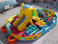 inflatable 5 in 1 fun city with slide,bouncer,obstacle course for sale