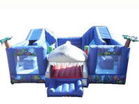 Inflatable Blue Shark Door with Double Slide House Playground