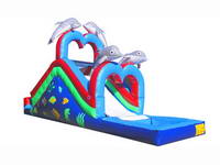 17ft Inflatable Dolphin Slide With Splash Water Pool