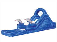Inflatable Marble Blue Dophin Slide With Water Pool