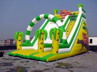 Inflatable Tiger Slide With Green Palm Tree For Sale