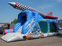 Commercial Use Inflatable Space Trek Slide And Moonwalk Combo