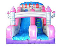 Indoor Party Use Inflatable Dry Slide In Pink Castle Shape