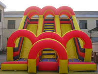 Giant Inflatable Double Lane Slide With Colorful Arches