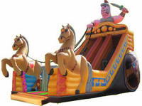 Inflatable Dual Horse Carriage With Armed Warrior Slide