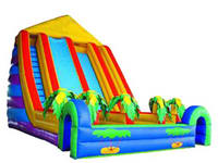 Multi Colors Inflatable Dual Lane Slide With Two Step Lane