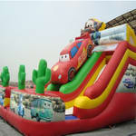 Costom Made Disney Car Double Lane Slide Inflatables