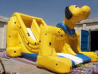 Inflatable Lovely Yellow Dog Slide For Outdoor Party Game