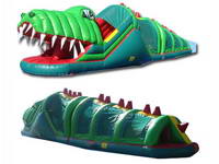 Full Color Green Inflatable Happy Gator Crocodile Obstacle Course