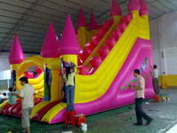 Party Use Inflatable Pink Tower Slide