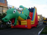 Outdoor Inflatable Green Dragon Slide