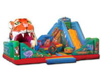 Giant Inflatable Jungle Tiger Slide With Obstacles