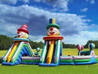 Giant Inflatable Obstacle Field With Slide In Clawn Theme