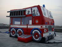 Custom Made Inflatable Fire Truck bouncer for Kids