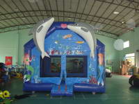 High Quality Printing Inflatable Dolphin Bouncer