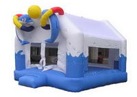 Inflatable White and Blue Printing Dolphin Bouncer Moonwalker