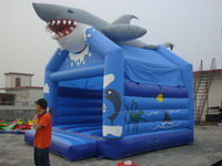 Inflatable Full Color Blue Digital Printing Shark Jumping Castle
