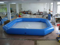 Blue Inflatable Pool with white bottom