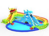 China Dragon Character Inflatable Water Park with Shark Water Slide