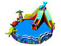 Commercial Grade Inflatable Water Park with Dolphin Water Slide