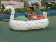 Inflatable bumper boat in white Swan design for Kids Water Sports