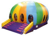 inflatable round disco castle with slide stair