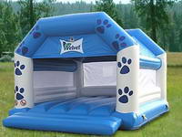 Inflatable White and Blue Painting Footprint Jumping Bouncer