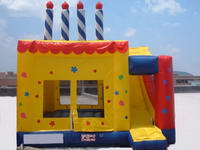New 3 In 1 Birthday Cake Jumping Castle Inflatable Combo