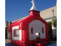 Inflatable Red Bouncer House With Window And Door