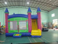 3 In 1 Purple Jumping Castle Inflatable Combo Moonwalk