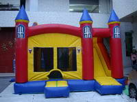 Classic 3 In 1 Red Inflatable Castle Combo Moonwalk