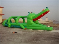 Good Painting Inflatable Green Crocodile Slip N Slide