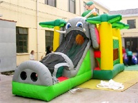 Inflatable Green Elephant Jumping Bounce House and Slide Combo