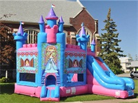 Bounce House Inflatable Combo Pink Princess Castle Slide and Moonwalk