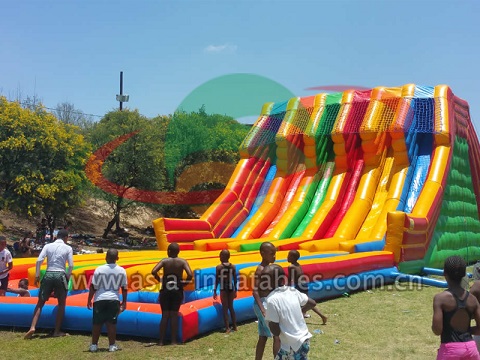 Warrior Race Inflatable Rainbow Multi Lane Slide