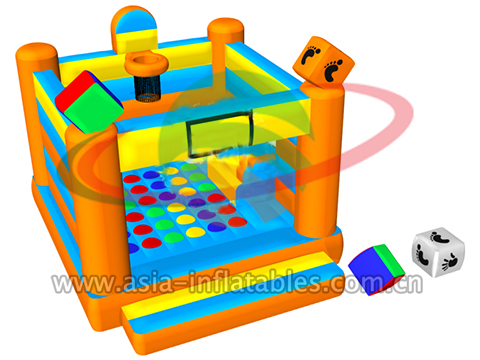 2 In 1 Inflatable Bouncer With Twister Game Field