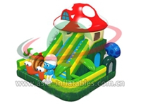 2017 New Inflatable Smurf Slide With Mushroom House