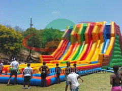 Warrior Race Inflatable Rainbow Multi Lane Slide