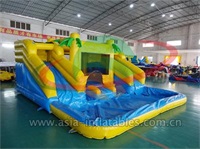 Inflatable Palm Tree Moonwalk With Water Slide