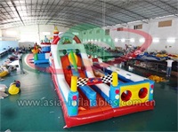 Inflatable Car Race Obstacle Challenge Course For Kids