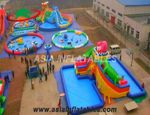 Extreme Inflatable Project Combo Water Park With Pool For Fun