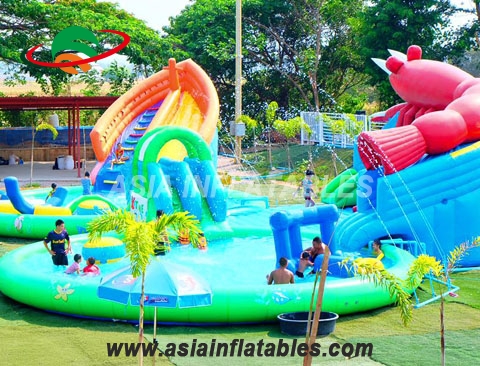 0.9mm PVC Tarpaulin Outdoor Inflatable Shrimp Theme Water Plarground Park
