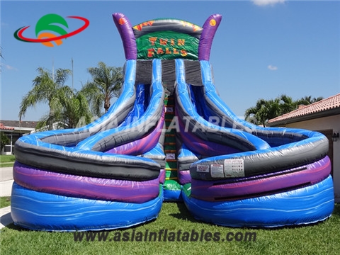 Commercial customized inflatable twin falls water slide with double lane for sale