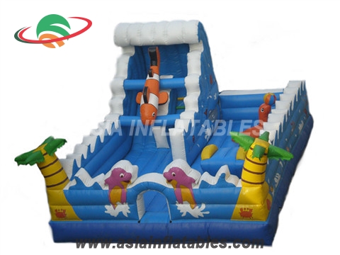 Inflatable Underwater World Theme Shark Slide Funland for Kids